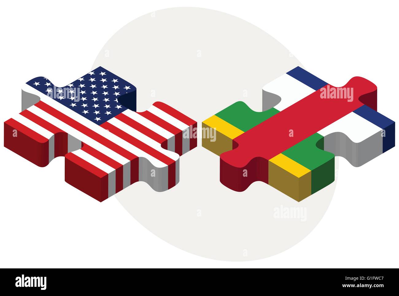 Vektorbild - USA und Zentralafrikanische Republik Flaggen in puzzle isolierten auf weißen Hintergrund Stock Vektor