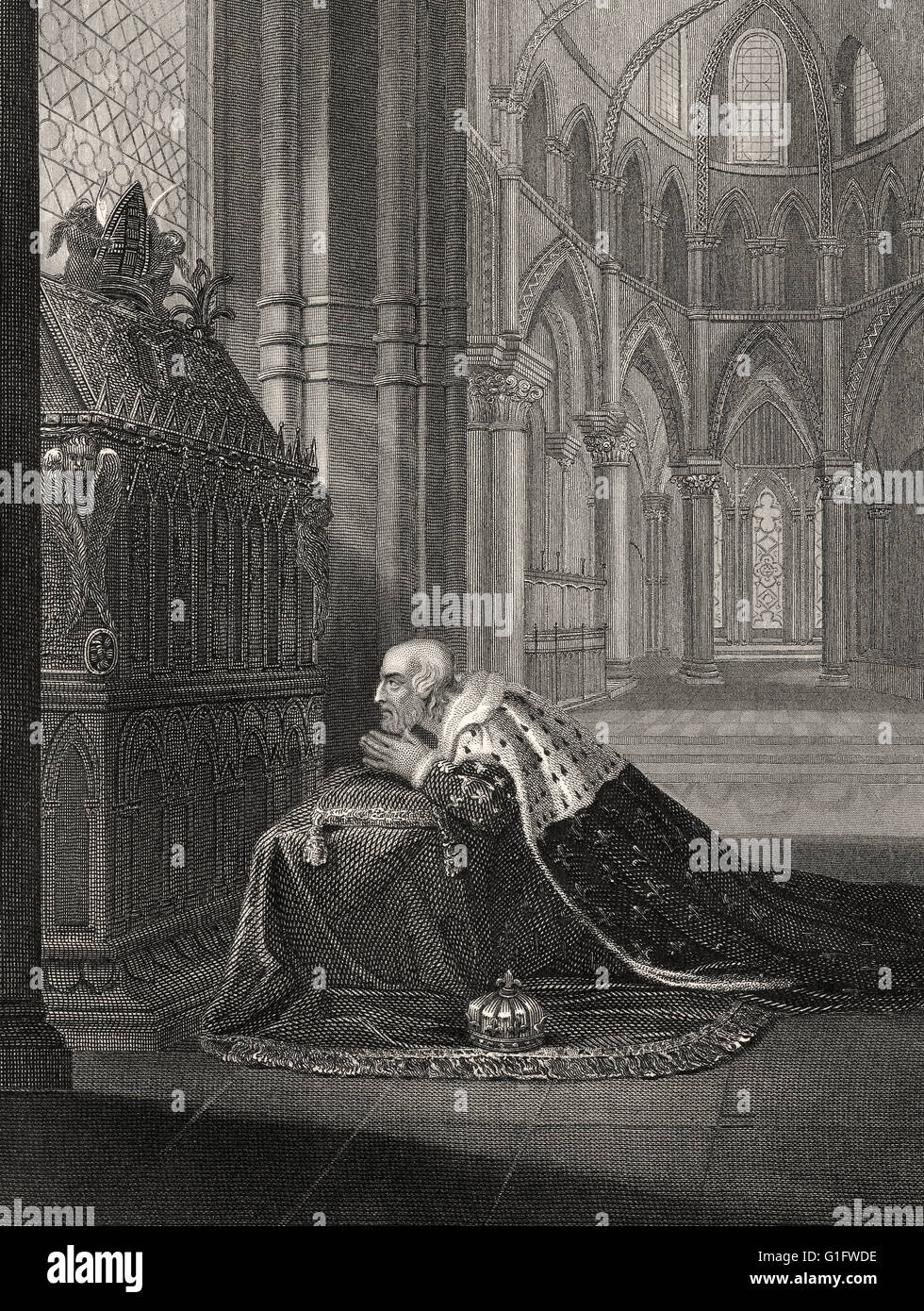 Louis VII, König von Frankreich, vor dem Grab von Thomas Becket, Erzbischof von Canterbury, die Kathedrale von Canterbury Stockfoto