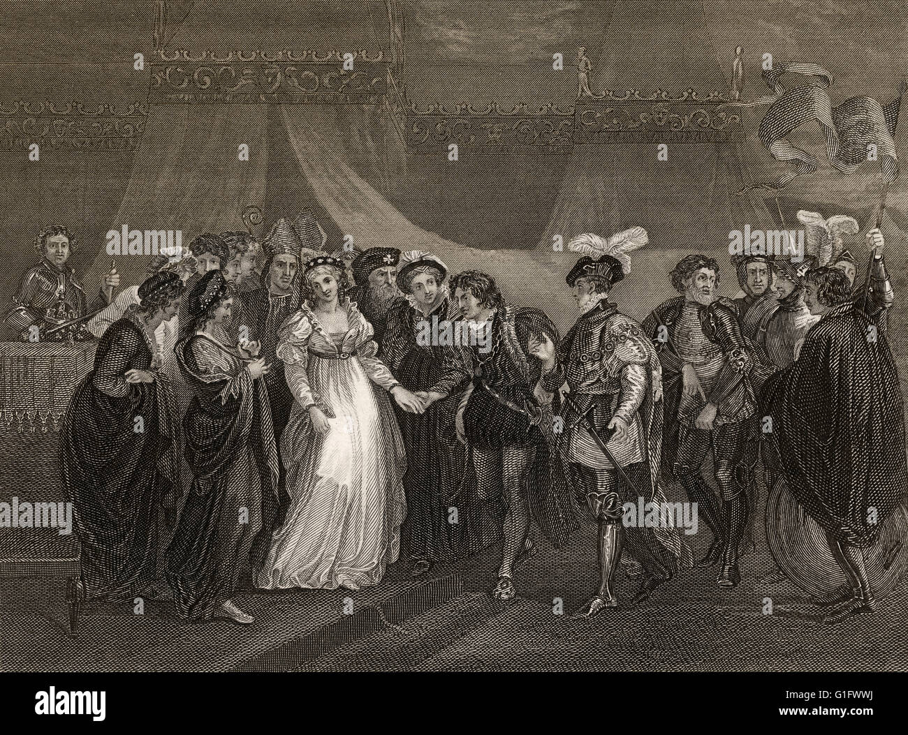 Katharina von Valois vorgestellt um ihren zukünftigen Ehemann Heinrich v. von England Stockfoto