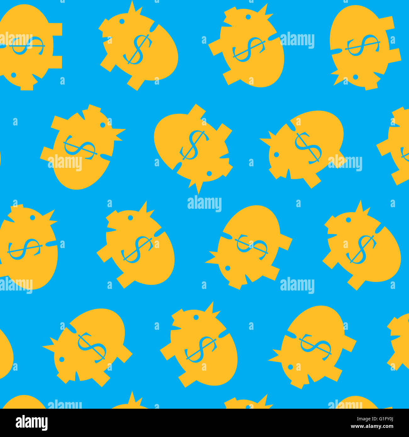 Sparschwein Musterfarbe. Piggy Bankfinanzierung Dollar und Geld sparen. Flaches Design Vektorgrafik Stockfoto