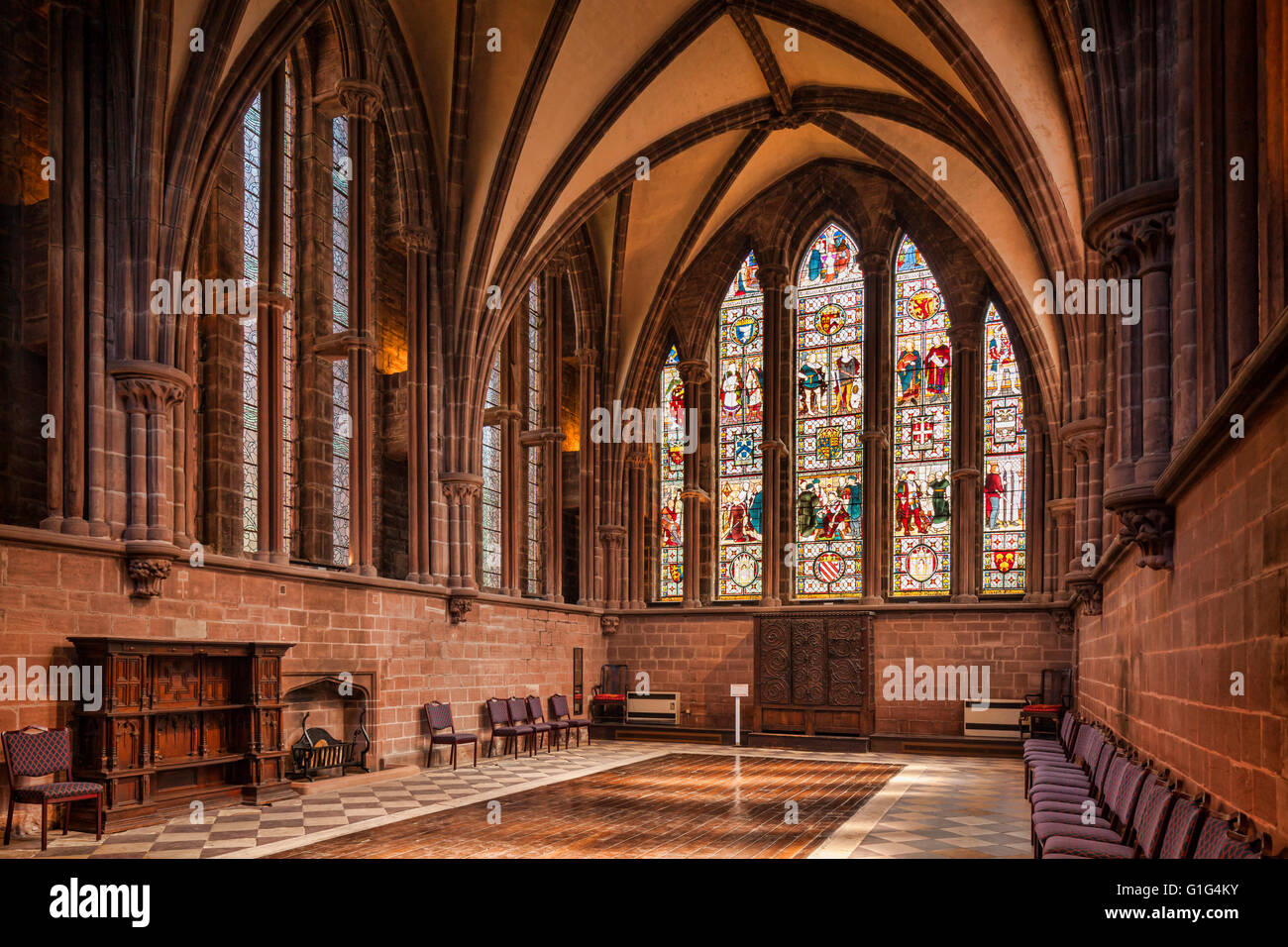 Kapitelsaal, Kathedrale von Chester, Cheshire, England. Stockfoto