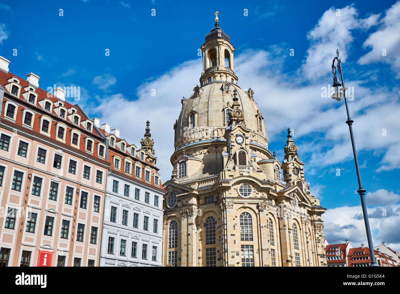 Frauenkirche, Dresden, Deutschland, Altstadt, rehabilitiert Fassaden Stockfoto