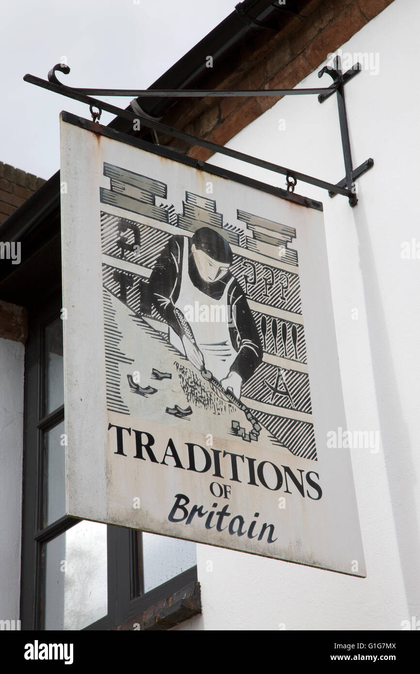Traditionen von Großbritannien Ladenschild, Henley Street; Stratford-Upon-Avon; England; UK Stockfoto
