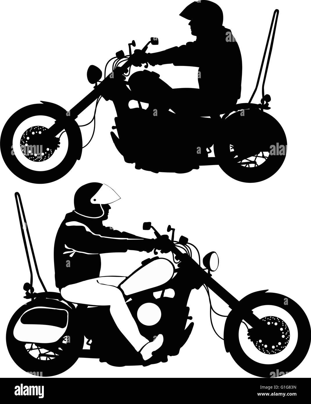 Biker auf der Motorrad-Reisen - Silhouette in schwarz / weiß Stock Vektor