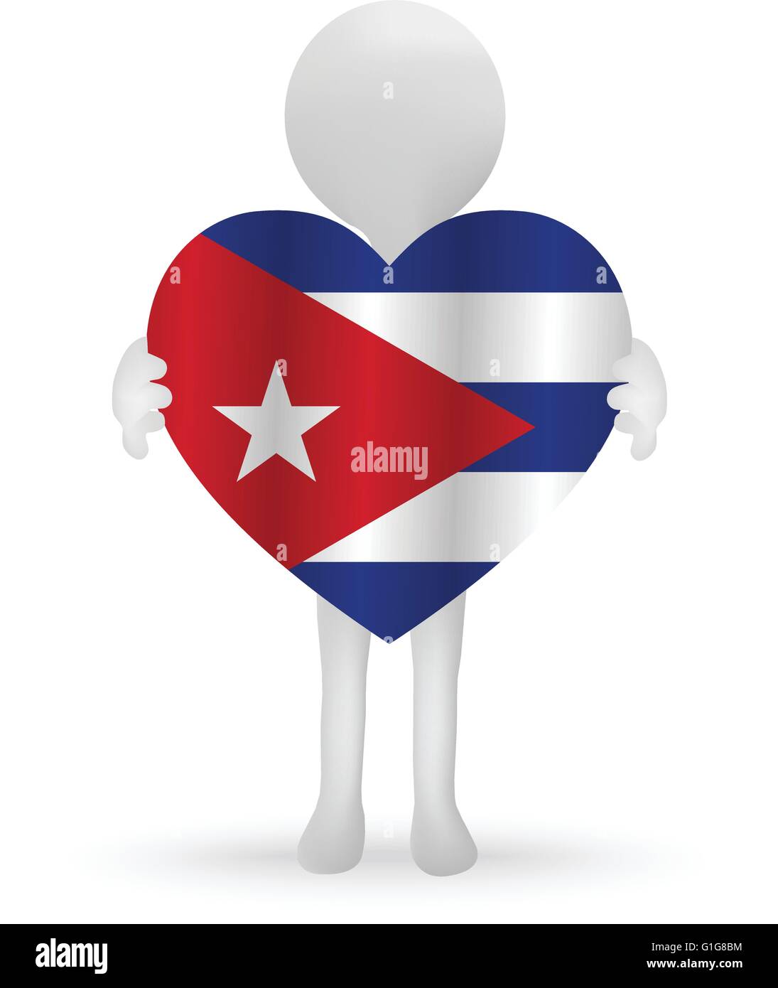EPS-Vektor 10 - kleine 3d Mann hält eine kubanische Fahne Stock Vektor