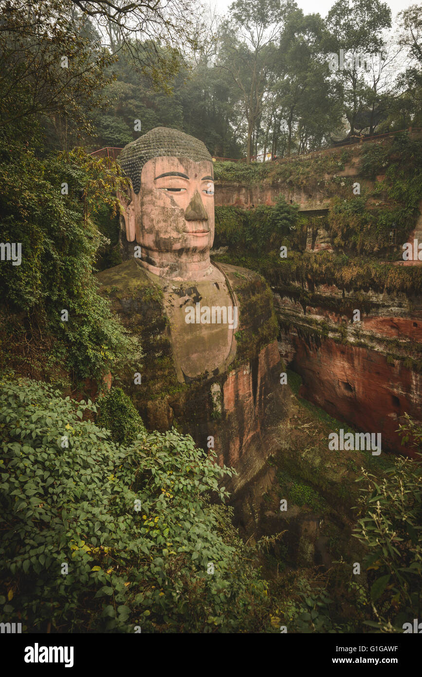 Die weltweit größte Stein Buddha in Leshan, China Stockfoto