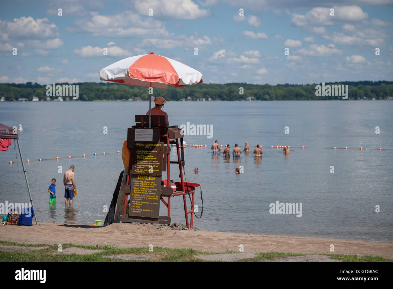 Rettungsschwimmer Cayuga Lake Beach Stockfoto