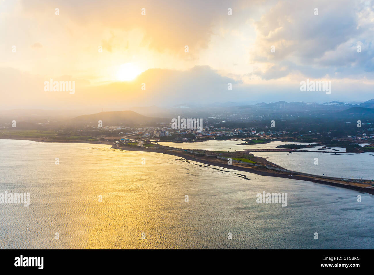 Blick vom Seongsan Ilchulbong Moutain in Insel Jeju, Südkorea. Stockfoto