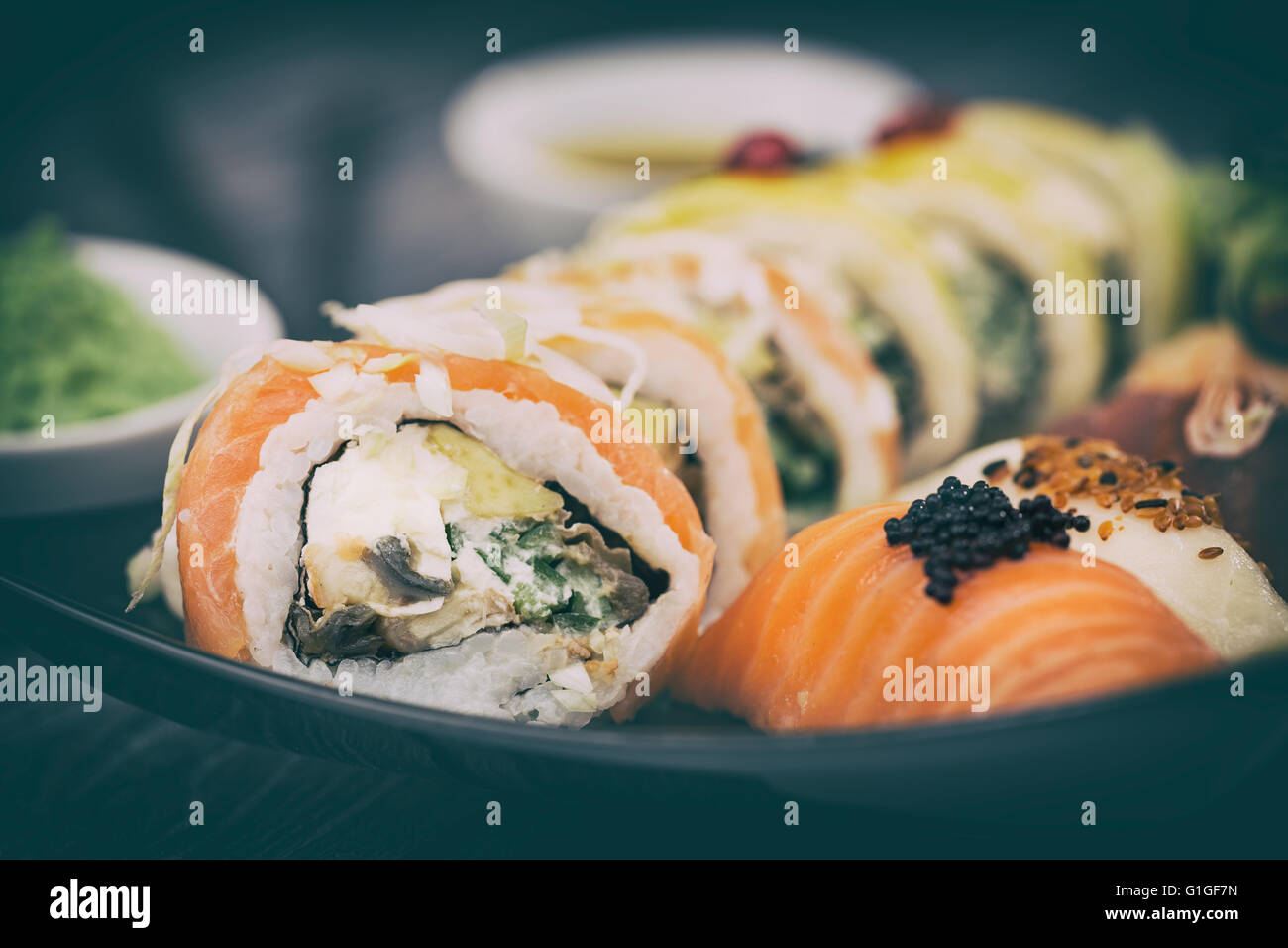 Sushi Rollen roh Makki frische Meeresfrüchte Susi - stock Bild Stockfoto
