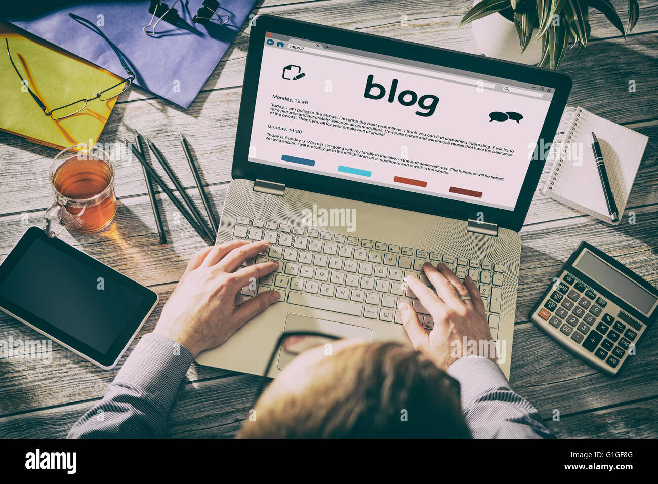 Blog Weblog digitale soziale Wörterbuch Online-Medienkonzept - Stock Bild Stockfoto