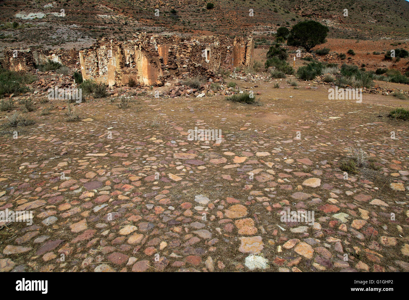 Verlassenen Bauernhaus in der Nähe Presillas Bajas, Nationalpark Cabo de Gata, Almeria, Spanien Stockfoto