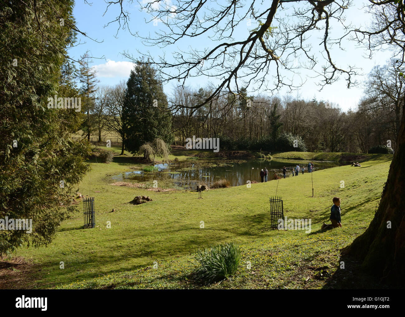See und Wanderungen auf dem Gelände des Arlington Court North Devon Chichester Home National Trust Familienhaus und Gärten Stockfoto