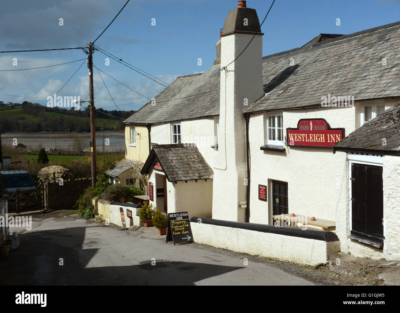 Westleigh Inn Pub Schild Dorf Pub Westleigh in der Nähe von Bideford Nord-Devon Stockfoto