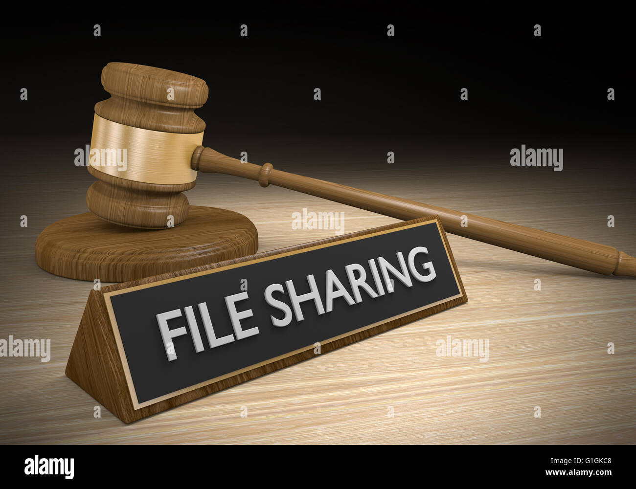 Gesetze, Umgang mit illegalen Online-File-sharing, 3D-Rendering Stockfoto