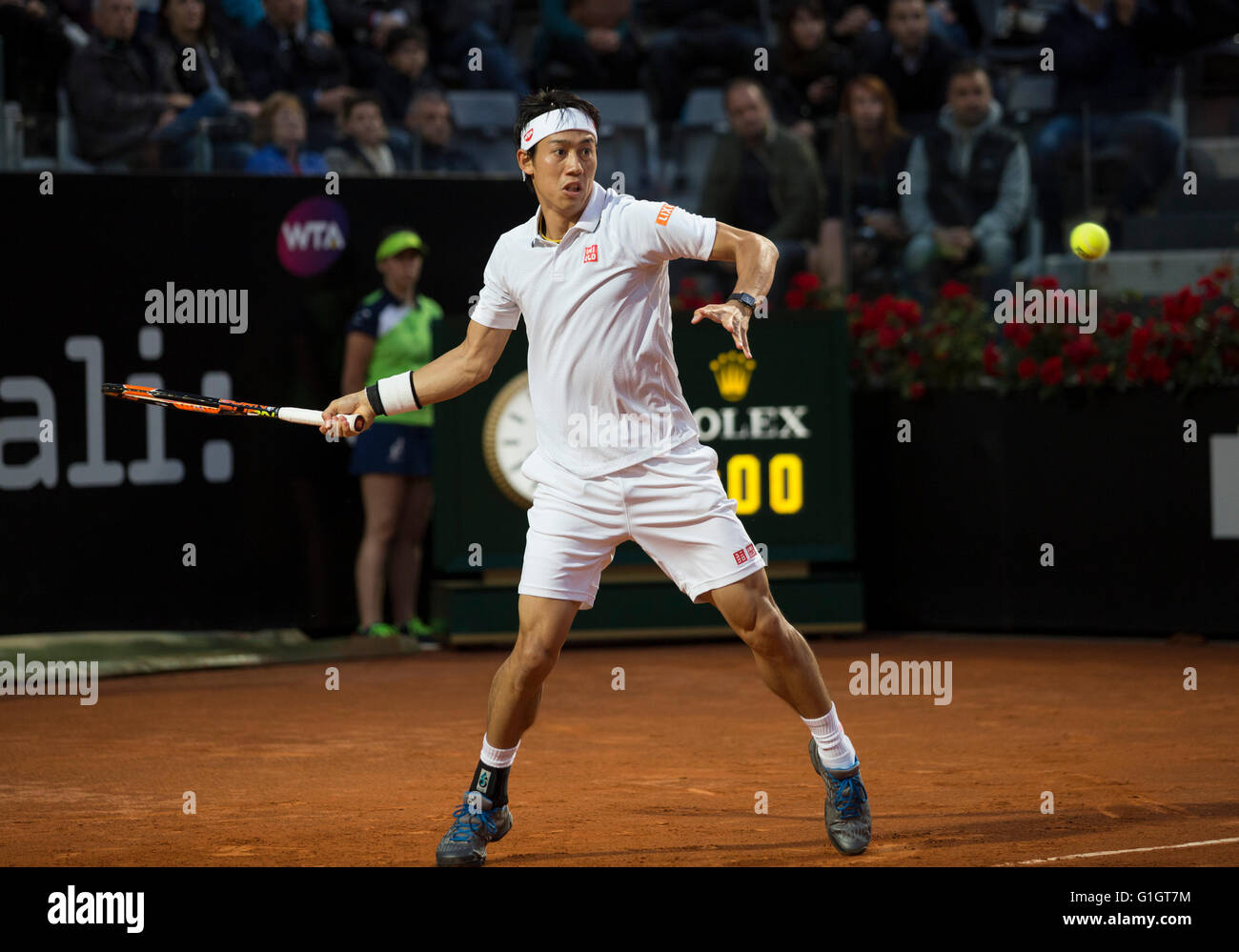 Kei Nishikori spielen Novak Djokovic im Halbfinale Finale in Rom Tennis Nationalspieler auf dem Foro Italico, Rom, Italien Stockfoto