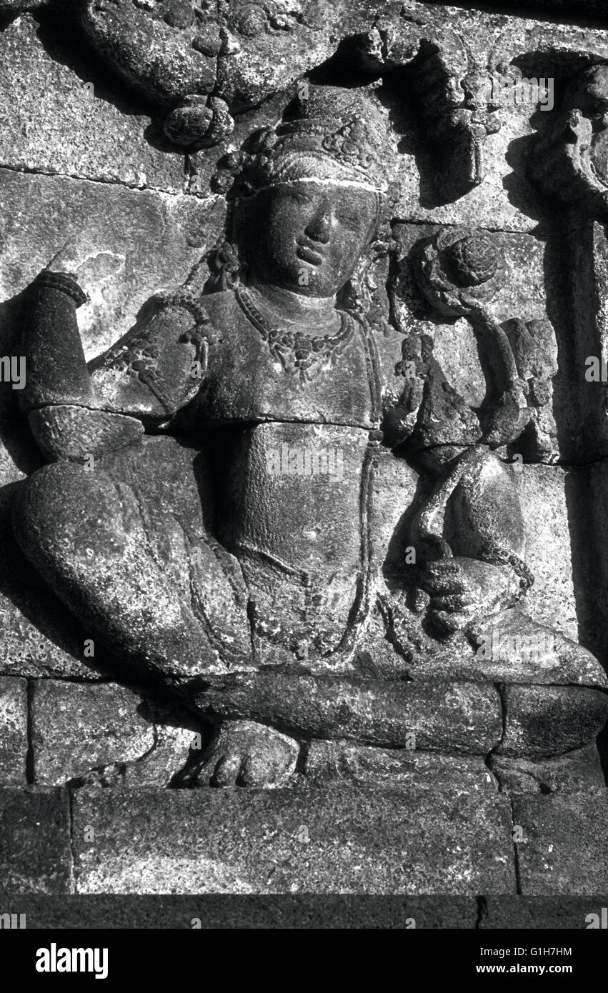 Ostwand detail Borobudur Java Indonesien Stockfoto