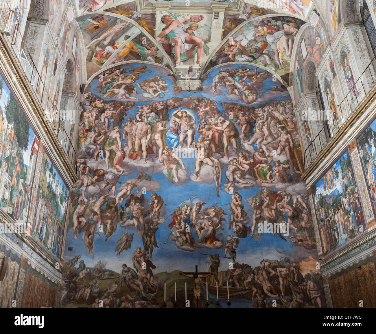 Michelangelo (1475-1564), das jüngste Gericht (1535-1541), Sixtinische Kapelle, Vatikan. Stockfoto