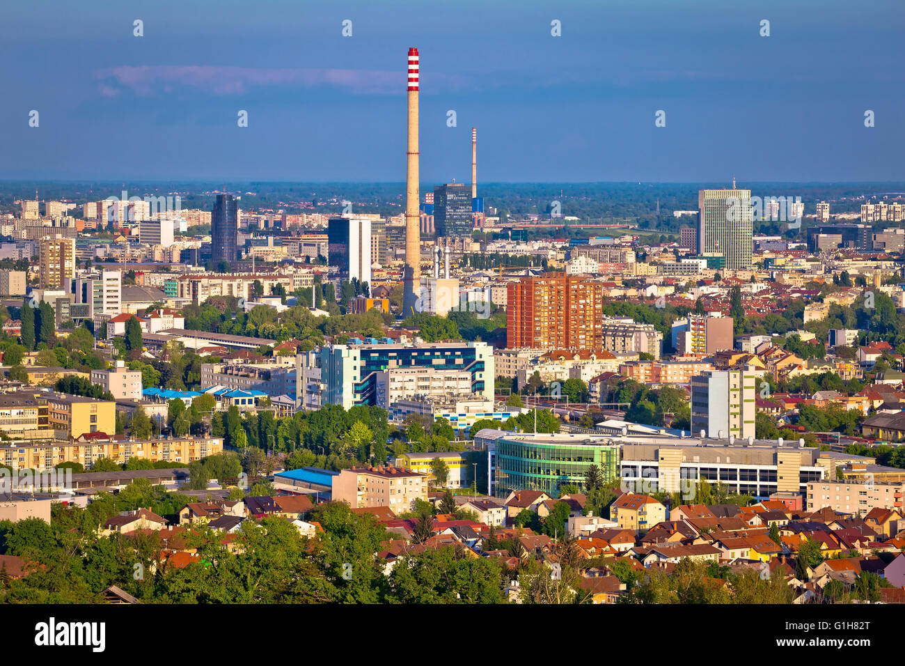 Luftaufnahme der Stadt Zagreb, Hauptstadt Kroatiens Stockfoto