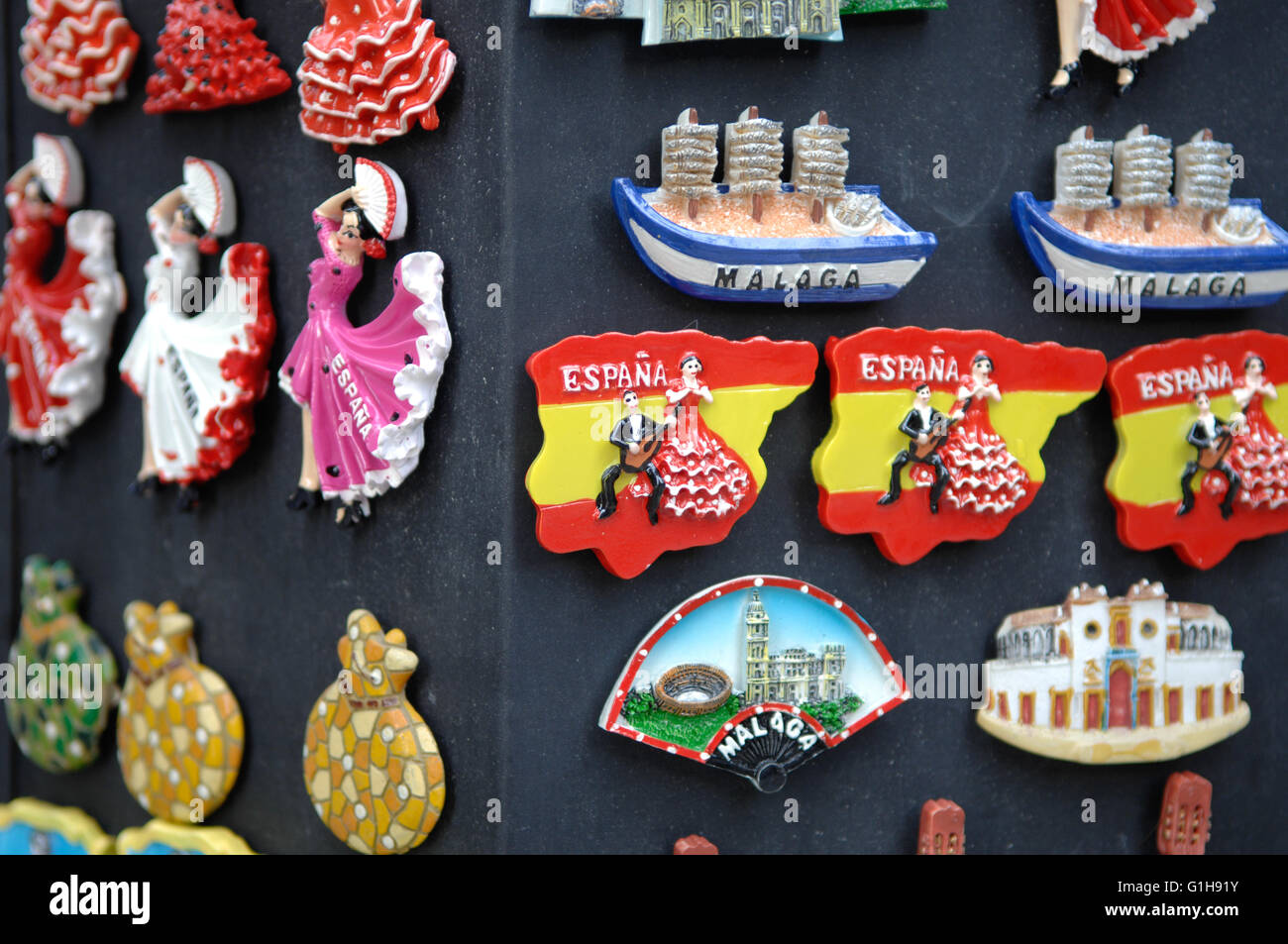 Souvenir, Kühlschrank-Magnet, Malaga Stockfoto