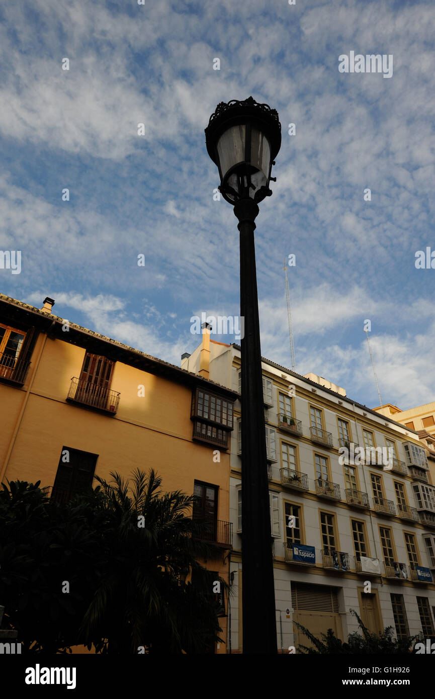 Straßenlaterne, Malaga Zentrum Stockfoto