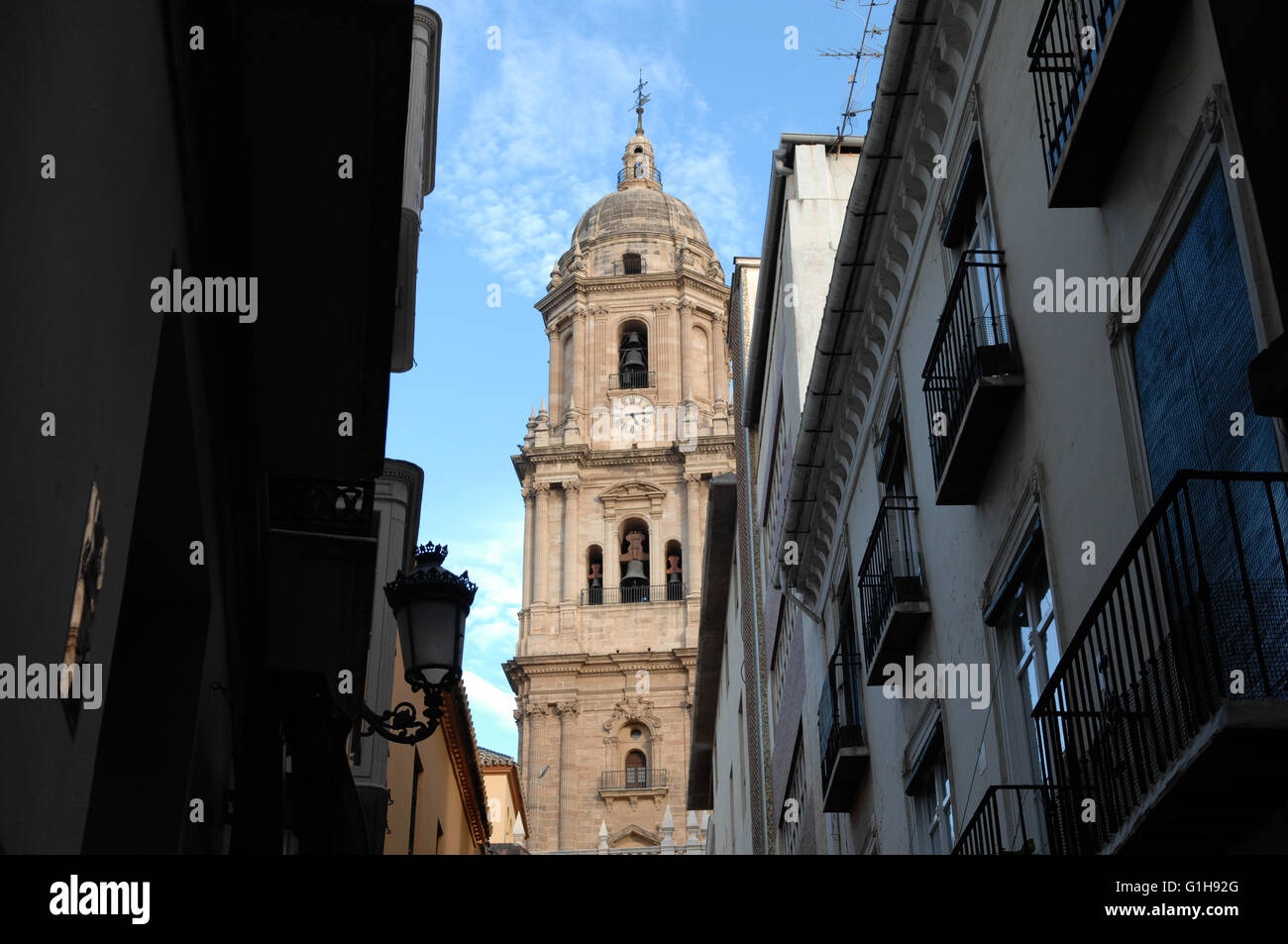 Kathedrale von Malaga, Uhrturm Stockfoto