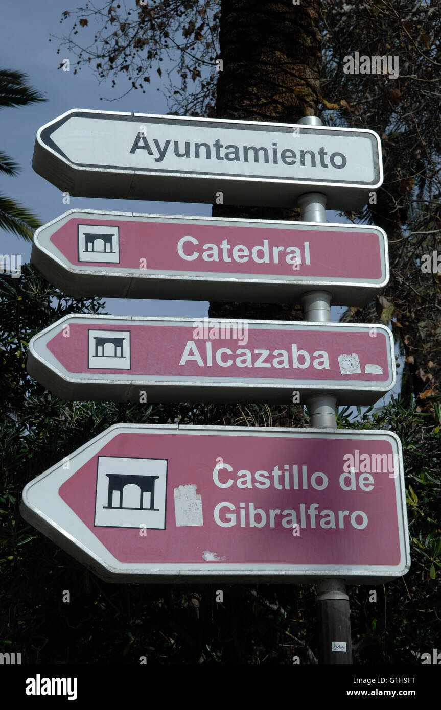 Zeichen, Pole, Malaga Stockfoto