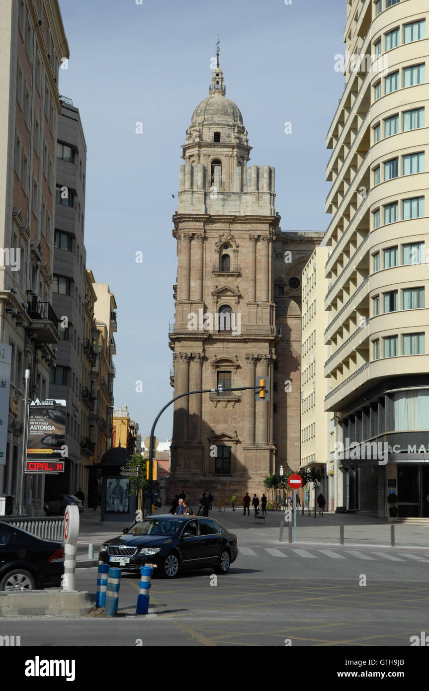Kathedrale, AC Hotel Molina Larios Hotel, Malaga Stockfoto