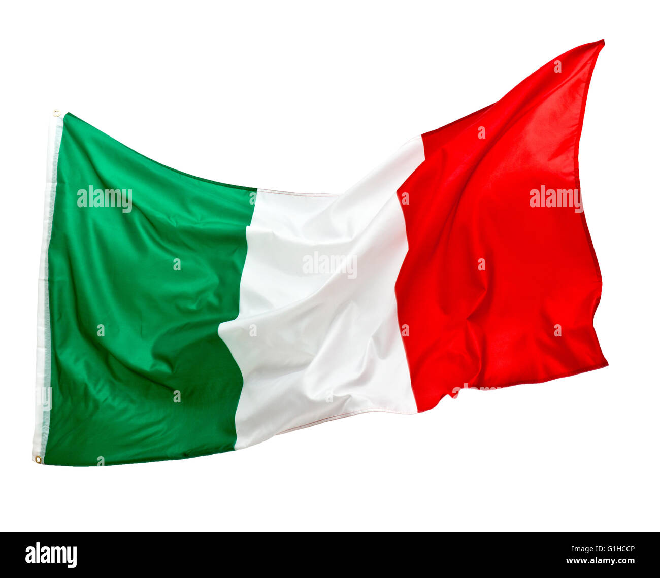 textiler italienische Flagge Hintergrund Stockfoto