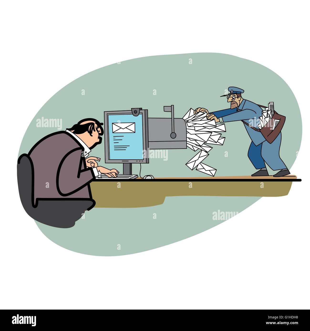 E-Mail Geschäft Postbote und Briefe Stock Vektor