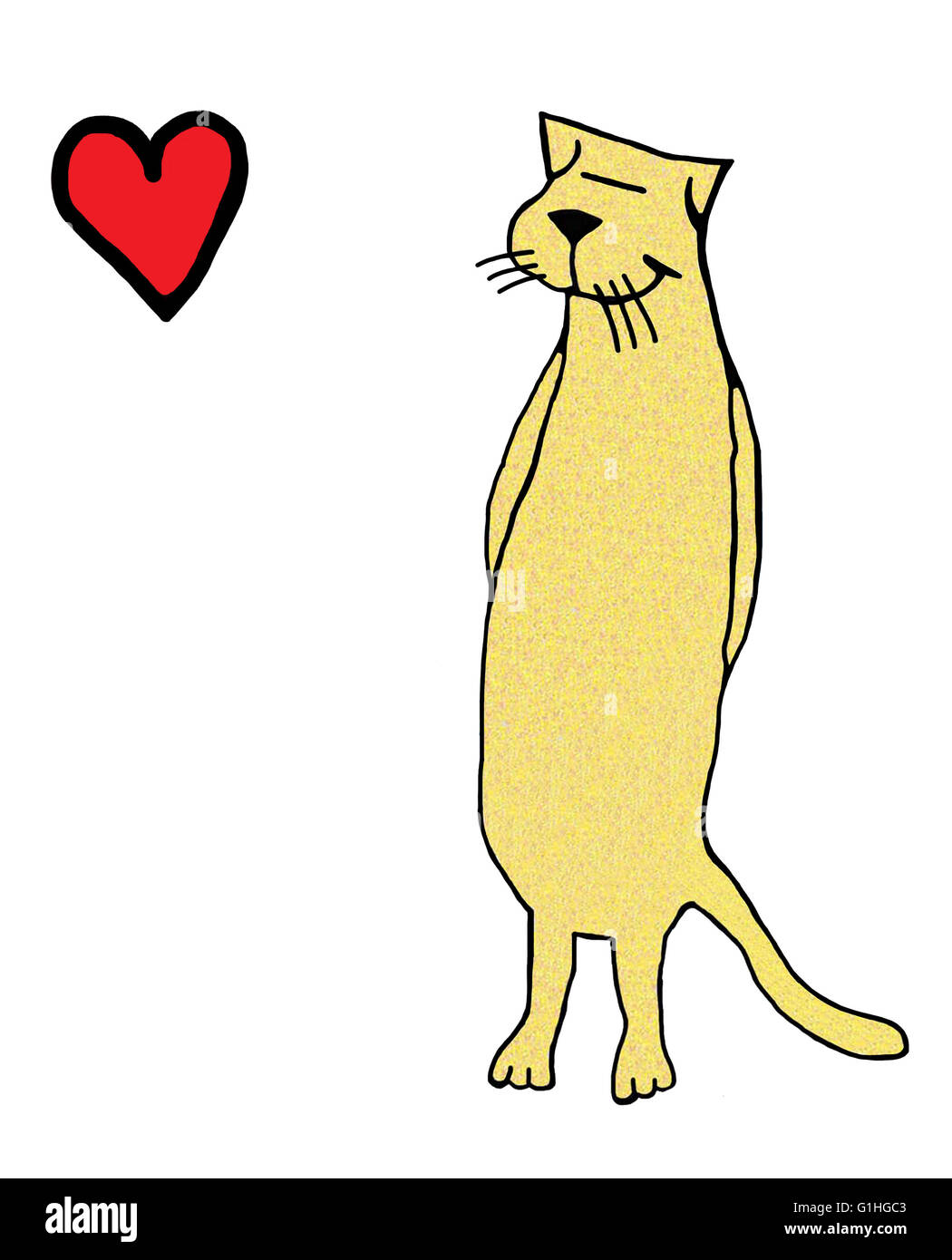 Cartoon über eine Katze verliebt. Stockfoto