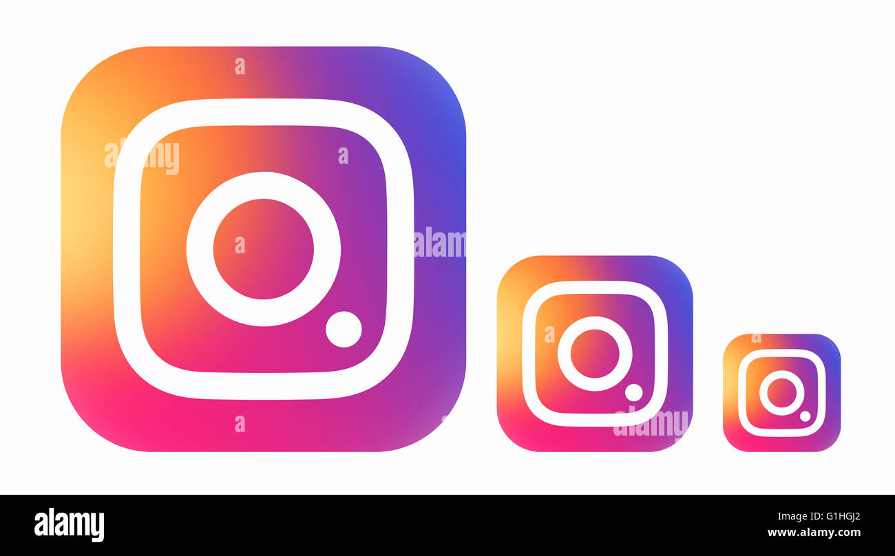 TERNOPIL, UKRAINE - 16. Mai 2016: Neue Instagram Logo auf weißem Papier gedruckt Stockfoto