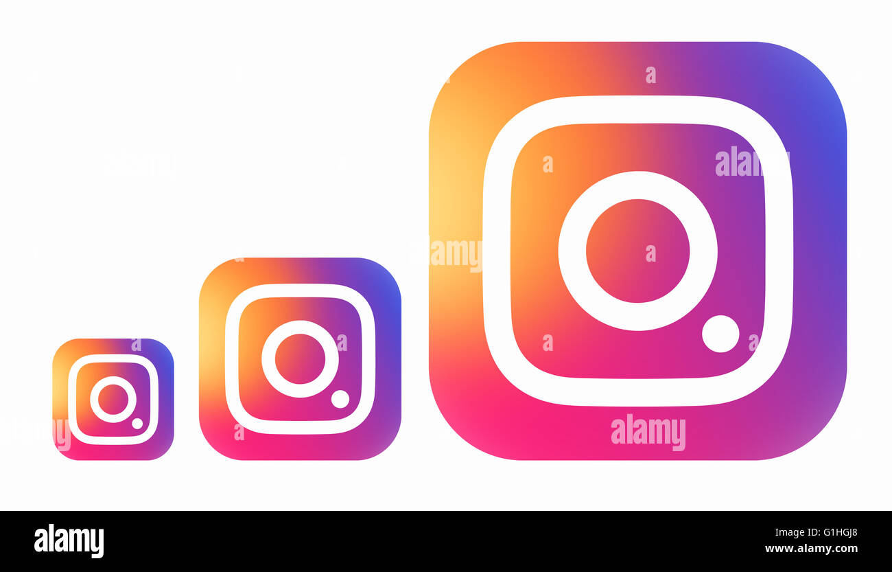 TERNOPIL, UKRAINE - 16. Mai 2016: Neue Instagram Logo auf weißem Papier gedruckt Stockfoto
