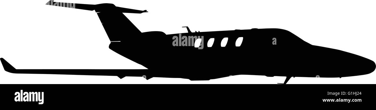 Silhouette des modernen Business-Jet Flugzeug isoliert Stock Vektor