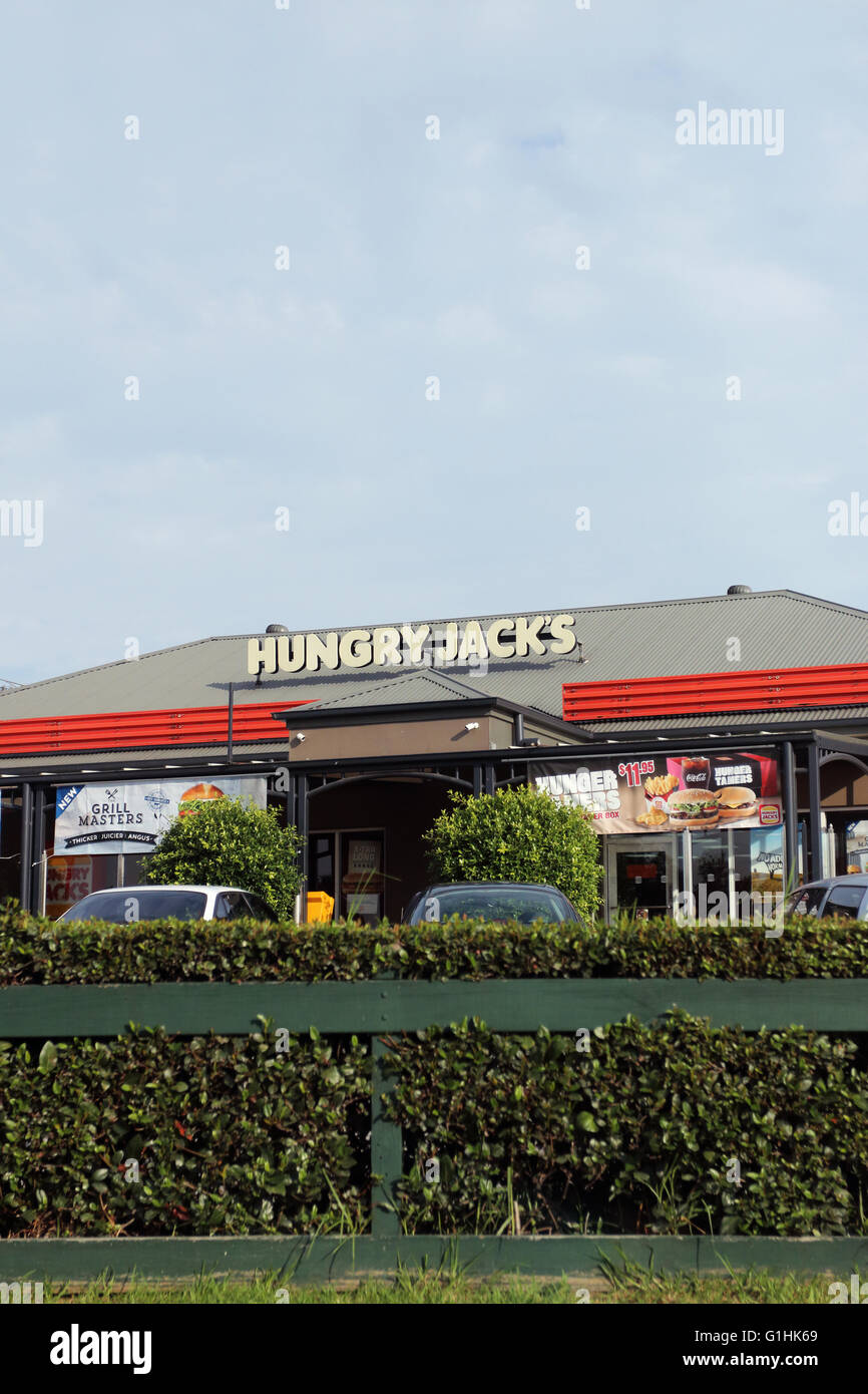 Hungrigen Jacks Burger King Australian schnell Nahrungskette essen Fastfood-restaurant Stockfoto