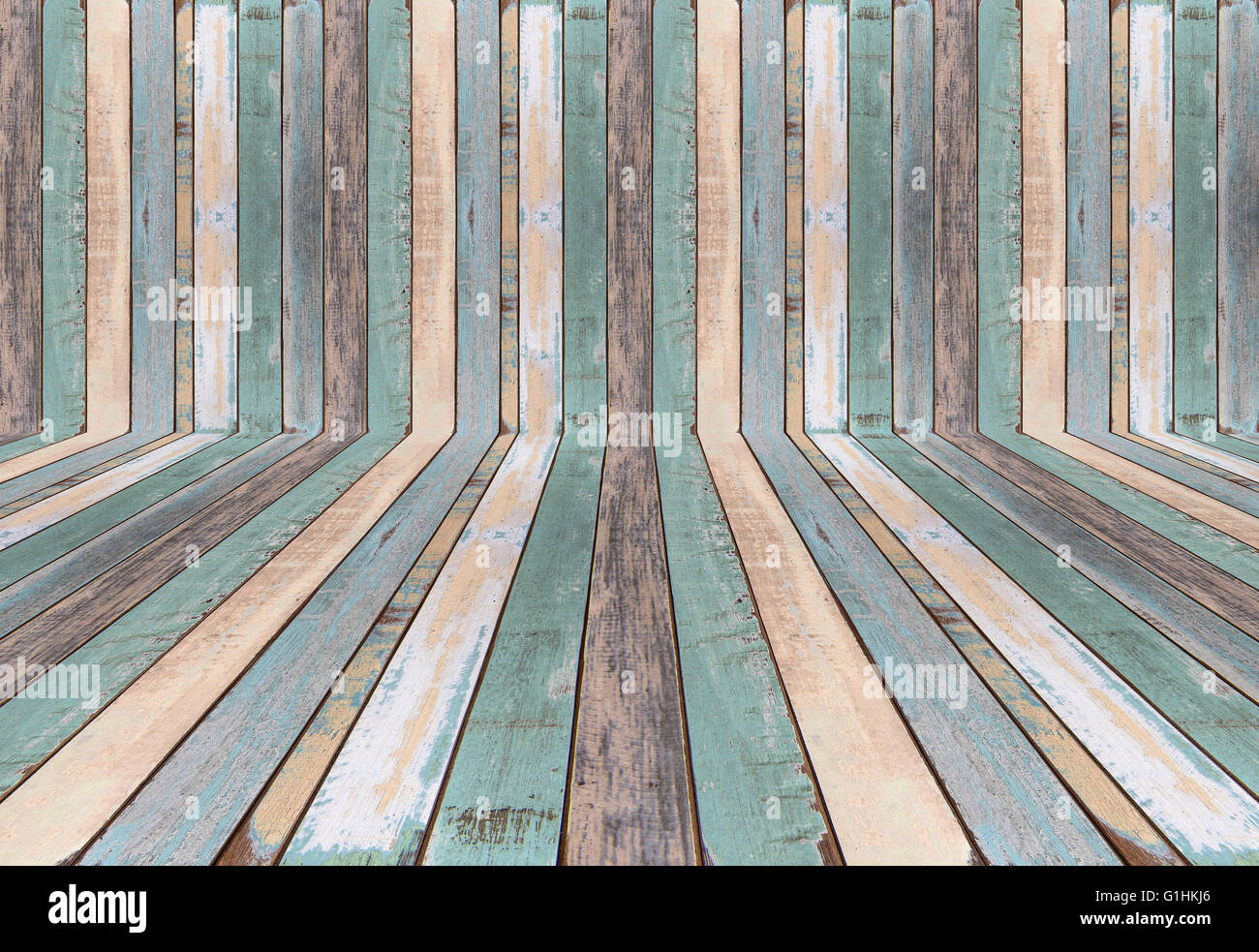 Wand- und alten Holzbrett Textur Farbperspektive für Hintergrund Stockfoto