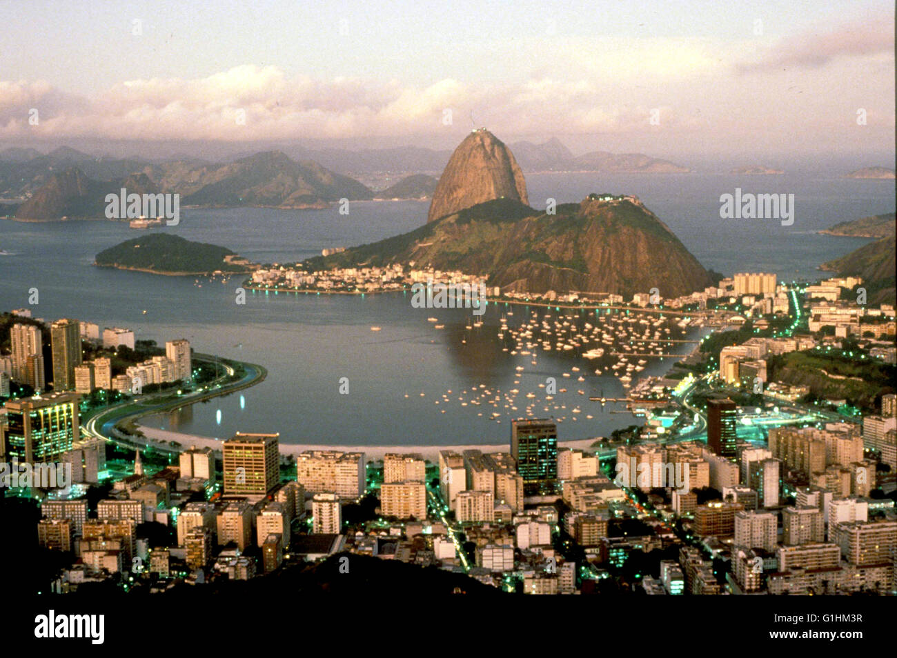 Ansicht der Guanabarra Bucht vom Corcovado Rio De Janeiro Brasilien Stockfoto