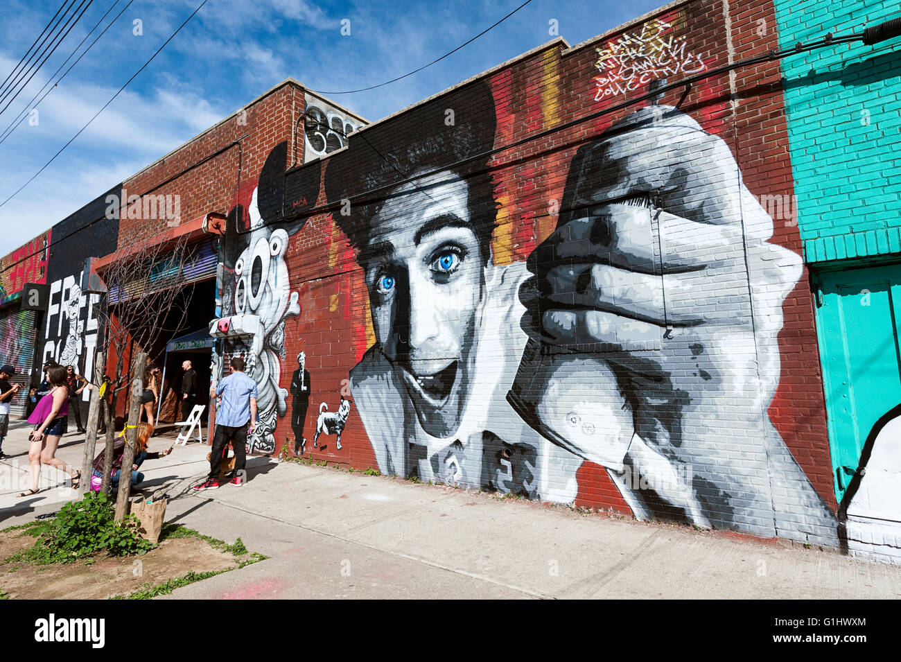 Brooklyn Bushwick Nachbarschaft New York City Street Art Graffiti Wandbilder Bushwick Kollektiv Künstler Stockfoto