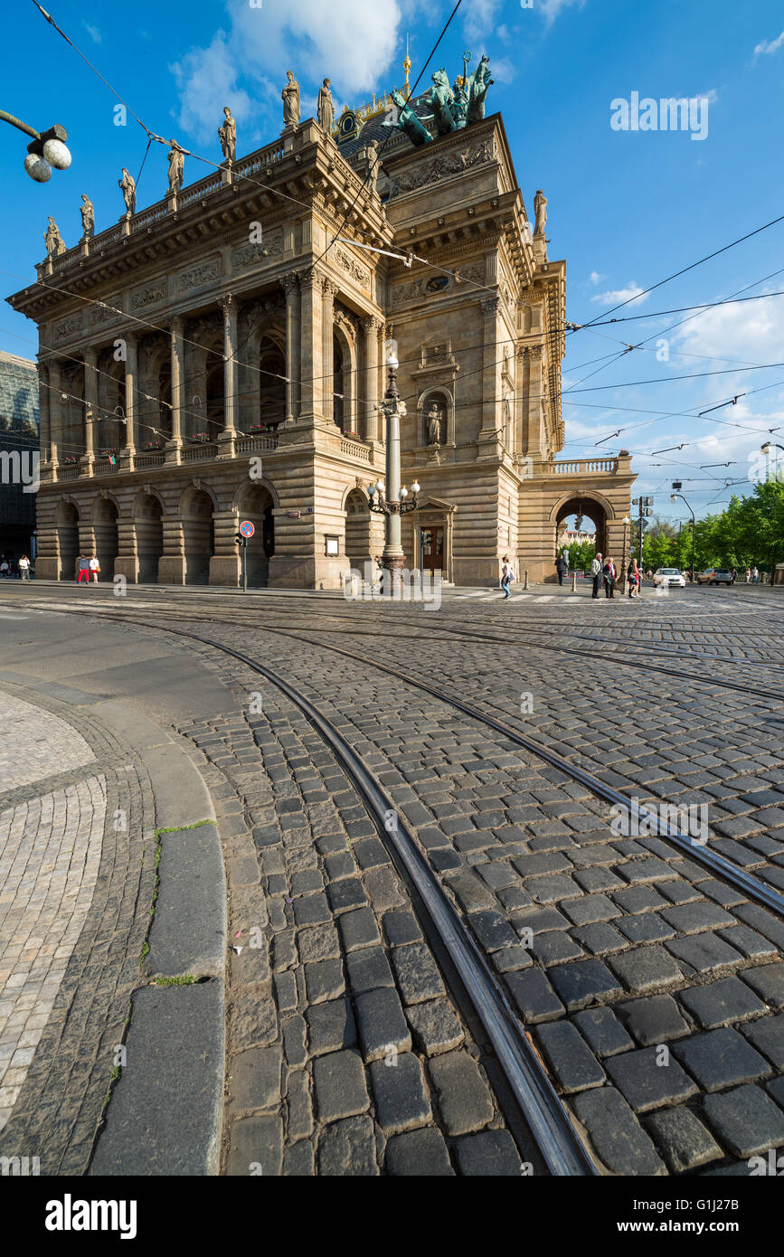 Fassade des Nationaltheaters Prag, Böhmen, Tschechien, Europa. Stockfoto
