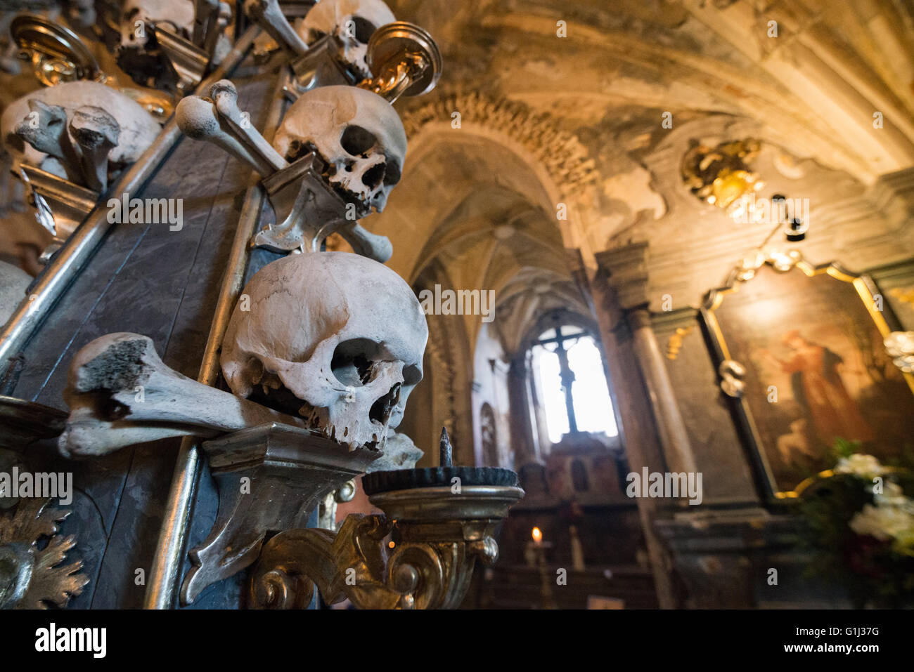 Innen Ansicht der Friedhof Kirche, Kutna Hora, Tschechien, EU, Europa Stockfoto