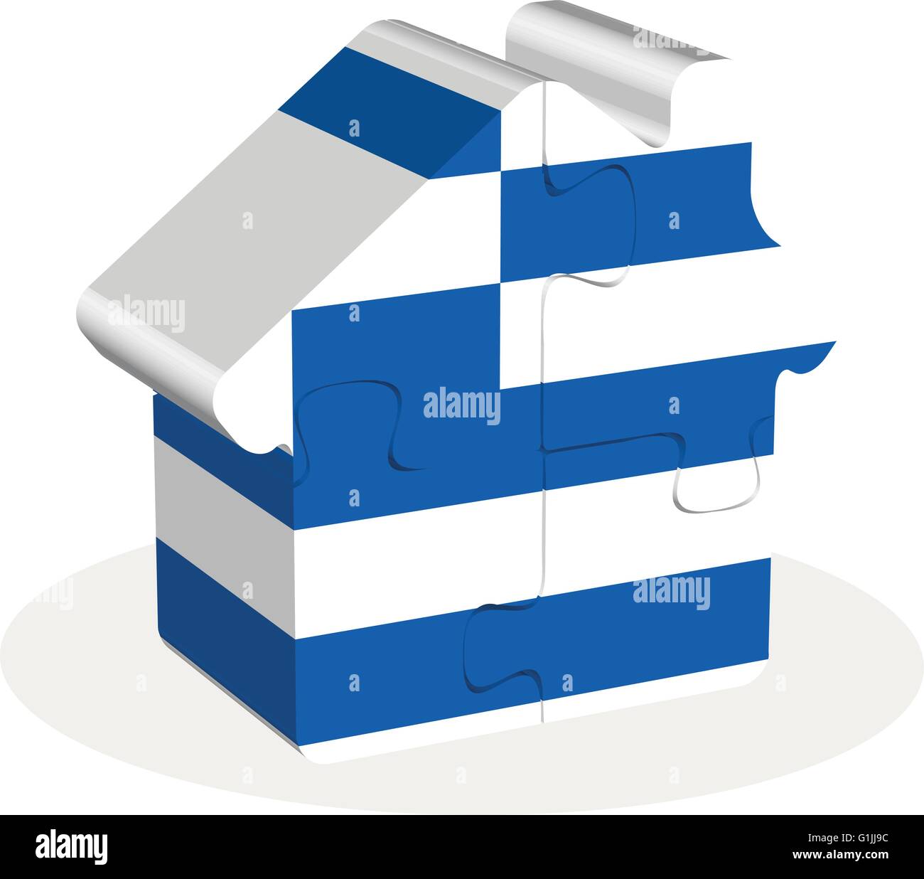 Vektor-Illustration von Haus-home-Symbol mit Griechenland Flagge in puzzle isolierten auf weißen Hintergrund Stock Vektor