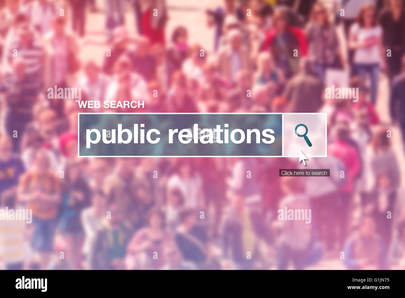 Public Relations web Suchfeld auf Internet-Seite. Stockfoto