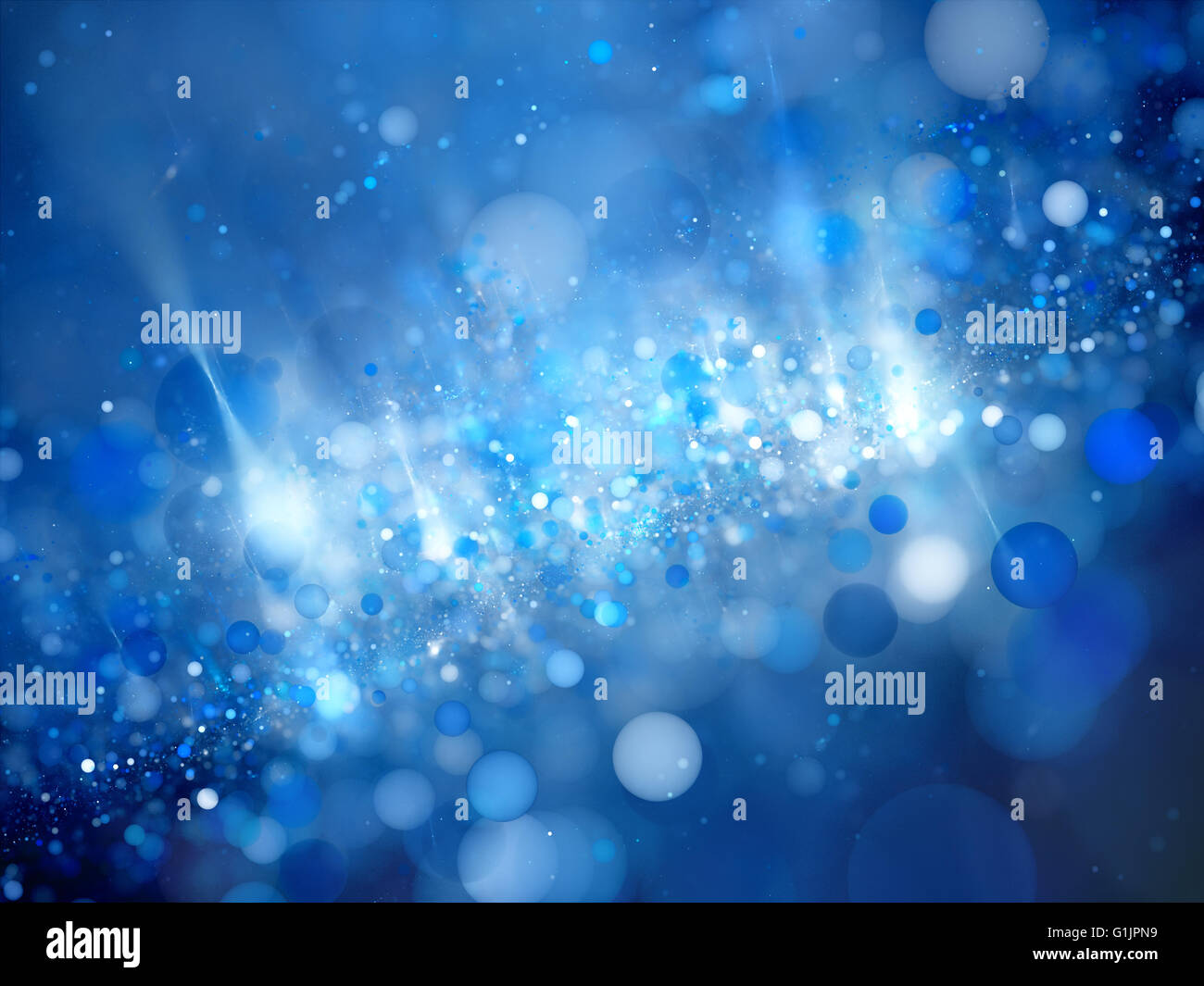 Blau leuchtende Luftblasen im Raum, Computer generierte abstrakten Hintergrund Stockfoto