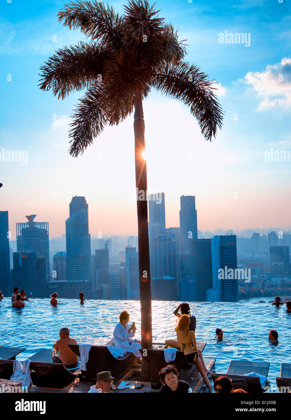 Infinity-Pool im Hotel Marina Bay Sands, Singapur Stockfoto