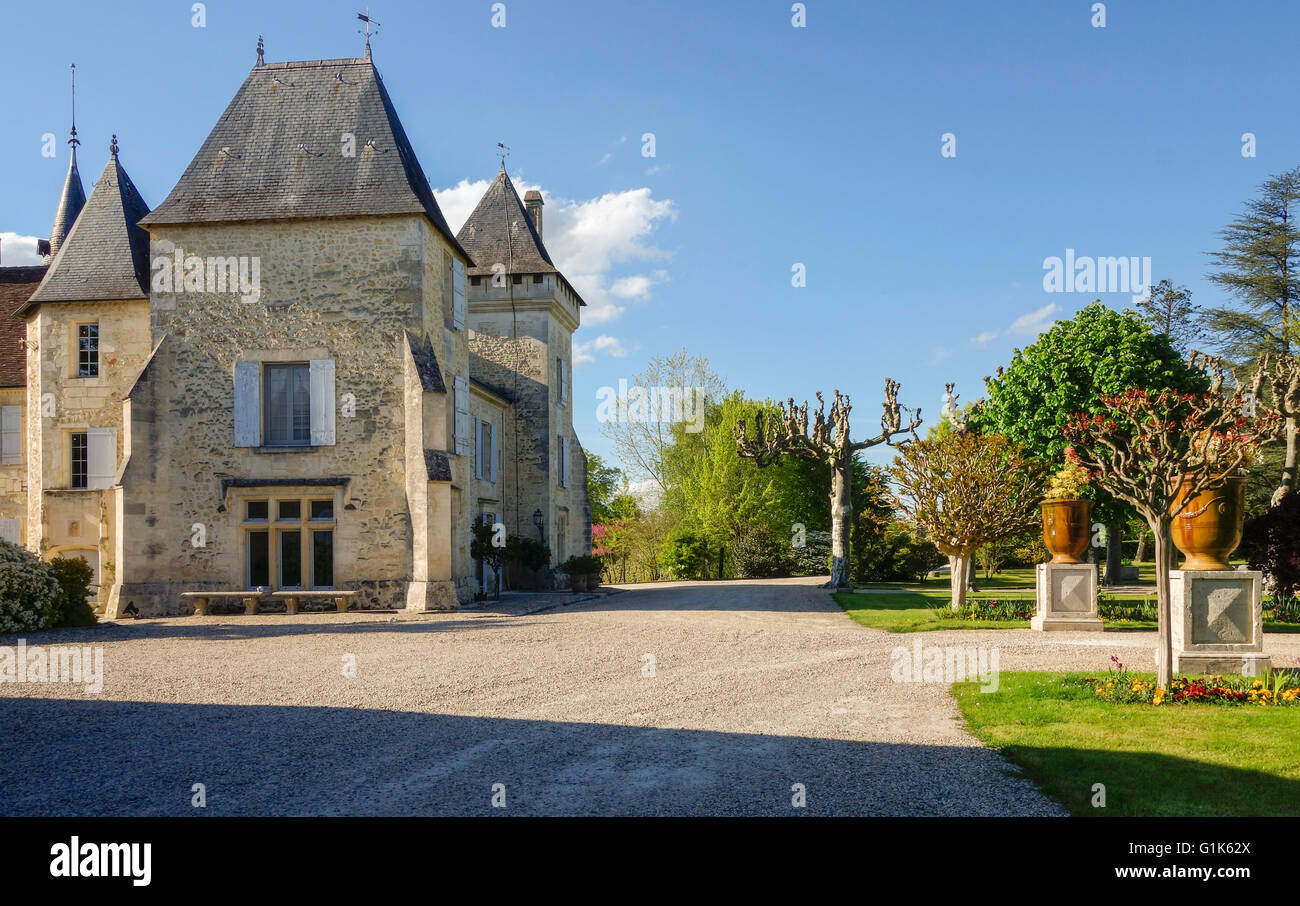 Wein Weingut Château Carignan, Burg, Carignan de Bordeaux, Frankreich. Stockfoto