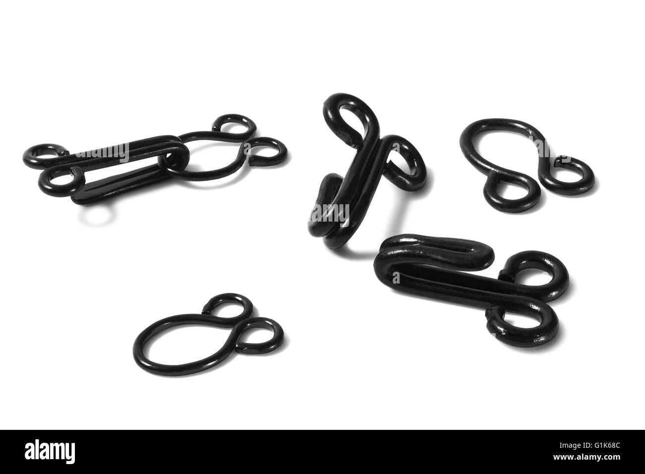 Haken und Ösen Verschlüsse Stockfoto
