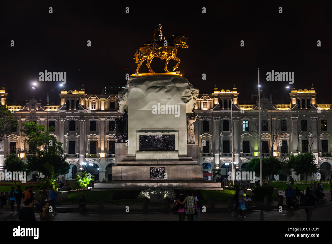 Reiterstatue von General San Martin, Plaza San Martin, Lima Stockfoto