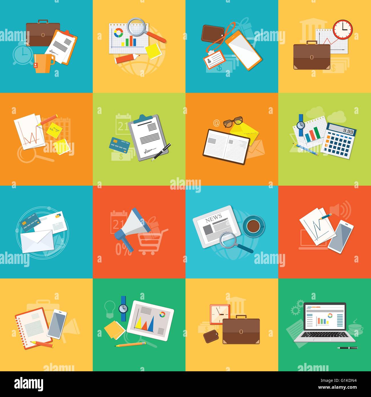 Satz von lat Design moderne Vector Illustration Konzept von Bildung, Business, Marketing, e-mail Marketing, Management-eps 10. Stock Vektor