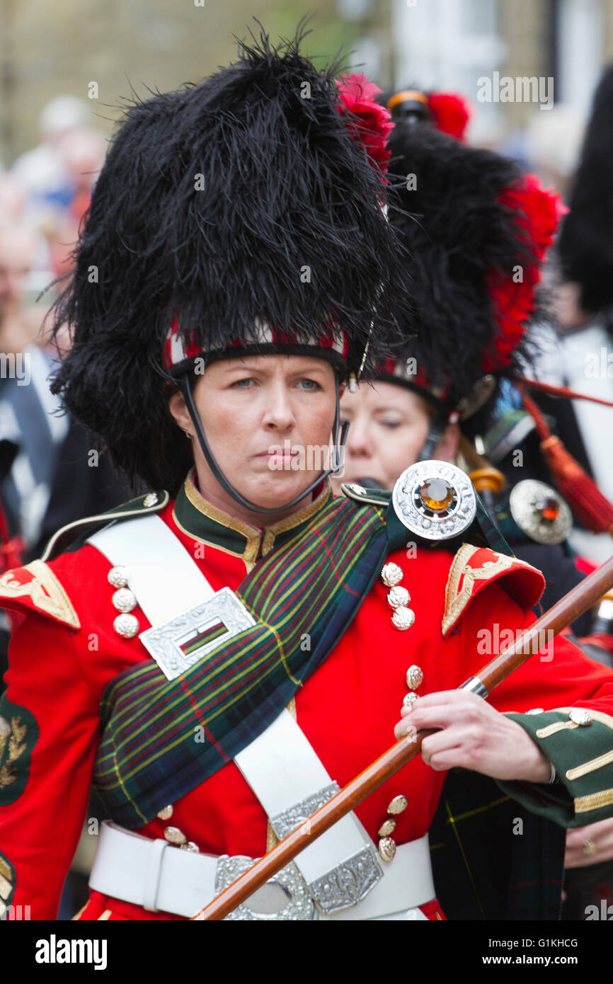 Britische Armee parade Haworth, North Yorkshire anlässlich der Kriegszeit 1940er Wochenende. UK Stockfoto