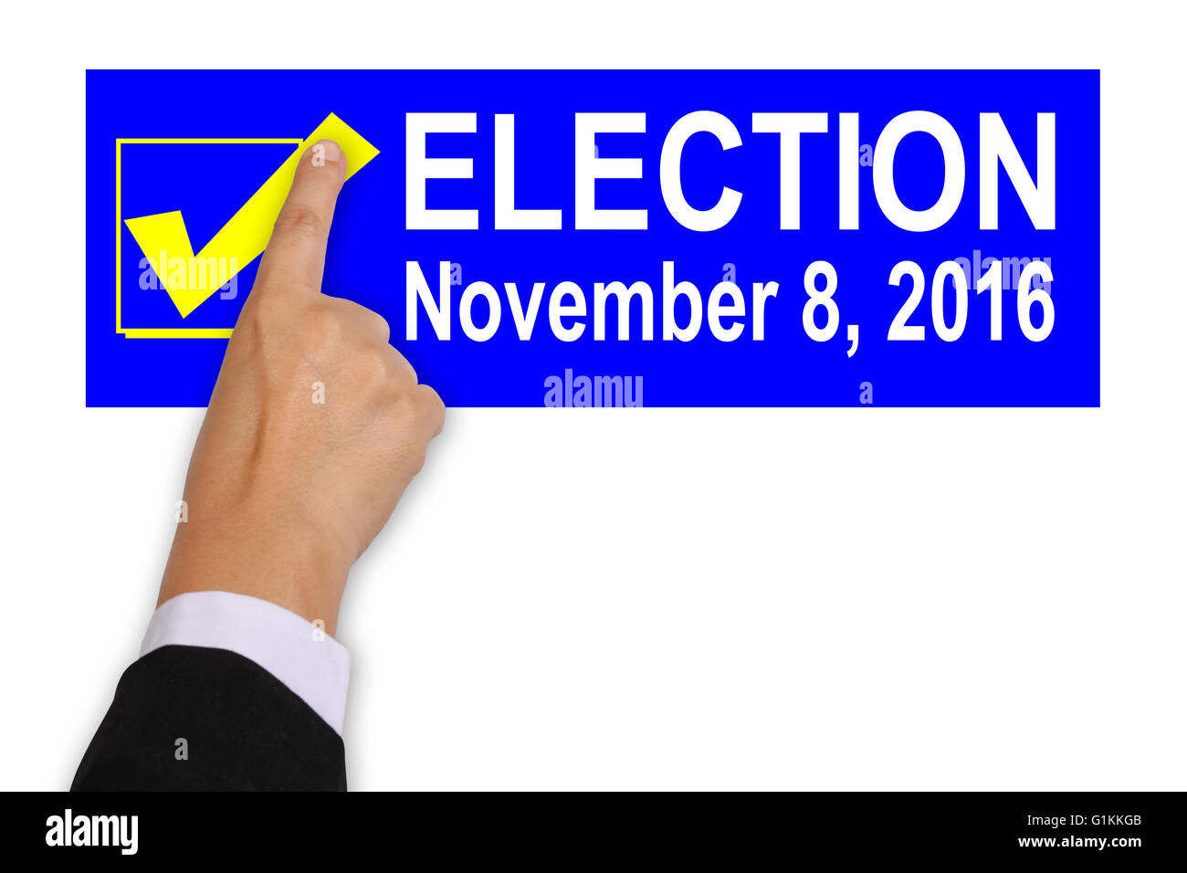 Bild von Banner Wahlkampf und hand Stockfoto