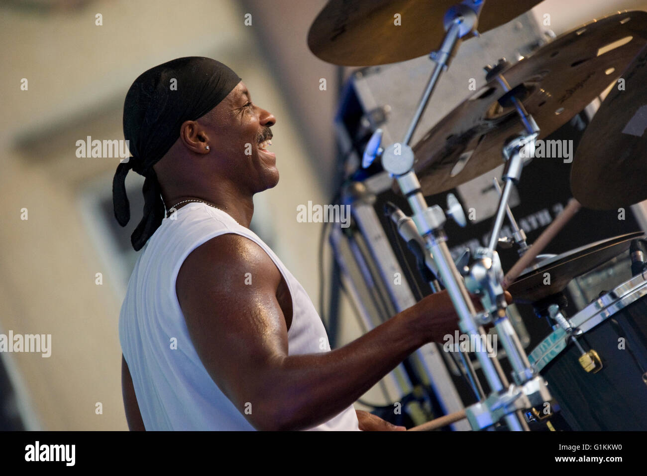 Jeff Lorber Fusion Gruppe auf dem Altstädter Ring in Warschau, Polen, Warschau, Jazz Na Starowce Serie. Stockfoto